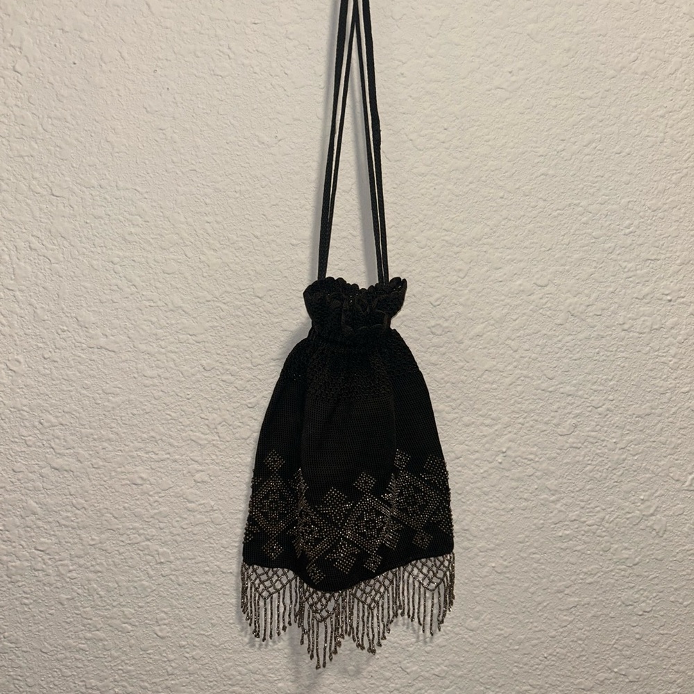 20s Flapper Bead Purse Drawstring Handbag Vintage